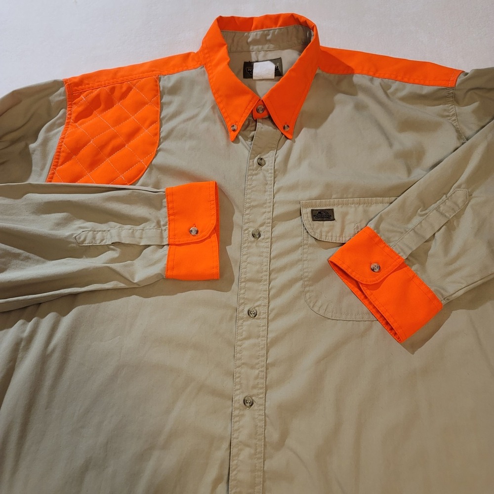 Whitewater Outdoors Hunting Shirt Mens 4XL Tan Blaze‎ Orange Shooting Patch